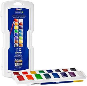 Prang Half Pan Watercolor Set with Brush, 16 Assorted Colors (01600)