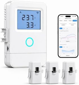 WiFi Home Energy Monitor with 3 80A Circuit Level Sensors, Real-Time Electricity Usage Monitor, Tuya App, Voltage Current Power Tracking, High Temperature Alert, Remote Control for Home Appliances