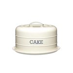 KitchenCraft Living Nostalgia Cake Tin Storage, Airtight Cake Storage Tin / Cake Dome, 28.5 x 18 cm, Antique Cream