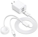 Upgraded for Apple Watch Charger, 6FT 2-in-1 USB to iPhone and iWatch Charger Magnetic Fast Charging Cable + Dual USB Wall Charger for Apple Watch Series Ultra/9/8/7/6/5/4/3/2/1/SE & iPhone 14/13/12