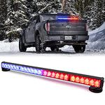 FOXCID 24 LED Emergency Hazard Warning Strobe Flashing Light Bar Wireless Battery W/Magnetic Base and Rechargeable Plug for Beacon Rooftop Safety Vehicles Tow Trucks Tractor Snowplow