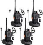 Baofeng Walkie Talkies 888S Rechargeable Long Range with Earpieces for Adults, 16 Channel Professional Radio Handheld Two Way Radios Li-ion Battery and Charger Included (4pack with 4earpiece)