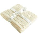 NTBAY 100% Pure Cotton Cable Knit Toddler Blanket, Super Soft and Warm Breathable Baby Blanket for Cot Bed, Stroller, Nursery, Travel, Newborn, Ivory, 76x102 cm