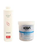 ICAN LONDON PROFESSIONAL CREAM PEROXIDE 20 VOL 6% 1000 ML + RAPID BLUE POWDER BLEACH (JAR)500 G SET