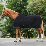 Masta Horse Fleece Stable Rug - Protective Super Soft Sheet for Horses - Equestrian Show Travel Blanket - Breathable Anti-Rub lining - Black, Size 6ft 6inch