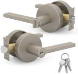 Mega Handles - Ralph Entrance Handle I Entry Lever Door Handle - Heavy Duty Round Locking Lever Set for Left or Right-Handed Doors - Satin Nickel