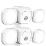 Battery-Operated Motion Sensor Lights Outdoor - Battery Powered Motion Sensing Security Lights, 5500K, IP65 Waterproof Wireless LED Flood Lights Outside House Garage Porch Shed Basement, White-2Pack