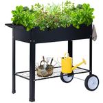 soges Raised Garden Bed with Legs, Elevated Garden Bed On Wheels, Mobile Planter Box for Backyard, Patio, Balcony, 30QDDTPB06-BK-CA