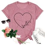 SFHFY Best Friends Shirts for Women Besties T Shirt Heart Graphic Casual Short Sleeve Tee Tops, Red, X-Large