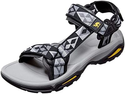 CAMEL CROWN Mens Hiking Sandals Waterproof with Arch Support Open Toe Summer Outdoor Comfort Beach Water Sport Sandals, Grey/White, 8 M US