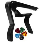 TECHBLAZE Guitar Capo with 5 Picks, Quick Change Trigger Capo for 6-String Metal Alloy Guitar Capo, For Acoustic Guitar, Classical Guitars Electric and Ukulele