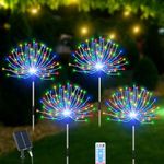 Solar Lights Outdoor for Garden Decor-4 Pack Total 480 LED Solar Garden Firework Stake Lights Waterproof Sparklers Solar Outside Lights for Yard, Pathway, Garden, Patio, Backyard, Multicolor