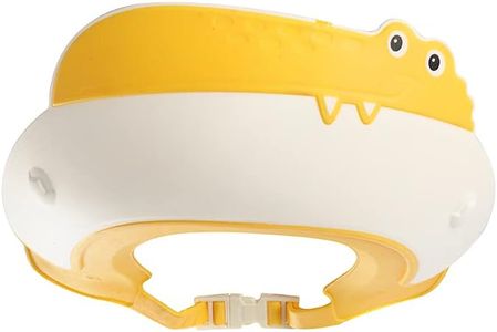 Baby Shower Cap Shield, Shower Cap for Kids, Visor Hat for Eye and Ear Protection for 0-9 Years Old Children,Cute Dinosaur/Crocodile/Hippo shape Makes the Baby Bath More Fun (Crocodile, Yellow)