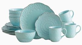 Pfaltzgraff 5177557 Remembrance Dinnerware Set, 16 Piece, Green, Teal