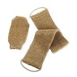 100% Natural Exfoliating Hemp Back Scrubber, Bath & Shower Body Brush Scrubber with Handle, Durable Machine Washable, Free Mitt