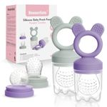 Bessentials Baby Fresh Fruit Food Feeder - 2 Pack Silicone Baby Mesh Feeders for Infant Safe Self Feeding |3 Sizes Food Pouches Included| Suitable for Baby 4m+ (Purple+Misty Green)