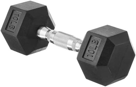 Amazon Basics Rubber Encased Hex Dumbbell Weight - 27 x 10 x 9 cm, 4.5kg / 10lbs, Pack of 1