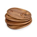 PICNIC TIME NCAA USC Trojans Wine Appetizer Plate Set of 4, Cocktail Plate with Glass Holder, Cheese Board with Wine Holder, (Acacia Wood)