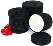 UNIKPACKAGING Premium Quality Round Velvet Flower Box, Gift Boxes for Luxury Flower and Gift Arrangements, Set of 3 pcs (Black)