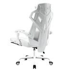 GTPLAYER Mesh Gaming Chair with Footrest 3D Stereoscopic Frame Support Ergonomic Fabric Cover Desk Chair Reclining Computer Chair Height Adjustable Office Chair - White