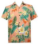 Hawaiian Shirt 46 Mens Flower Leaf 