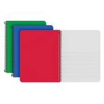 Oxford Primary Spiral Notebooks, Writing/Drawing Practice, Pre-K, K-2, Durable Plastic Covers, Writing Journals for Kids, 80 Sheets, 9-3/4 x 7-1/2 Inch, Blue, Green, Red, 3 Pack (89001)