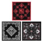 GERINLY 3pcs Men's Retro Bandana Scarf Stylish Paisley Pocket Squares Tie Dye Cowboy Wraps Headwraps for Hip Hop (X-RedBlack)