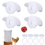 4 Ports DIY Chicken Feeder Kit, Automatic Poultry Feeder Rain Proof Poultry Gravity Feed Kits Weather Resistant Port No Waste Port Gravity Feed Kit for Buckets Barrels Bins Troughs and More (white)