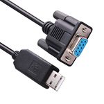 USB to RS-232 DB9 Female 9 Pin Null Modem Rollover Serial Adapter Cable for Windows,Linux MAC OS (Null Modem)