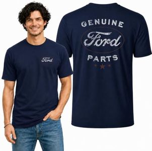 Wild Bobby Genuine Ford Parts Vintage Distressed Cars and Trucks Mens Graphic Tees Front and Back T Shirt Printed Graphic Tees for Men, Navy, 5X-Large