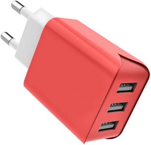 SCHITEC USB Charger Plug, 3 Port 15 W 3 A USB Power Supply Charging Adapter Charging Plug for iPhone 11 X 8 6 Tablet Samsung Galaxy S9 S8 Huawei and More (Red)