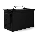 GUGULUZA Metal Ammo Can .50 Cal, Lockable Ammo Storage Case, Military Waterproof & Airtight Ammo Containers Box for Shotgun, Rifles, Pistols (Black-50 Cal)