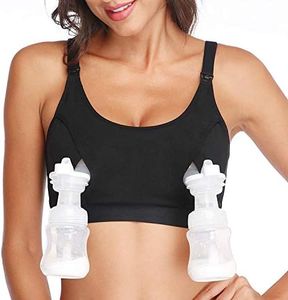 Lupantte Hands Free Pumping Bra, Comfortable Breast Pump Bra with Pads, Adjustable Nursing Bra for Pumping .Fit Most Breast Pumps Like Spectra, Lansinoh, Philips Avent,Medela etc. (Medium) Black