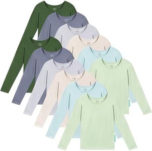PurComfy Toddler T-Shirts, Bamboo Viscose Toddler Boy Long Sleeve Shirt 12-Pack, Soft Solid Basic Tops, 10Y