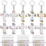 Remuuly 50 Pcs Christian Cross Keychain Bulk Floral Acrylic Bible Verse Keychain Religious Christian Keychains Inspirational Quotes Scripture Keychain for Women Men Church Mother's Day Gifts