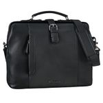 STILORD 'Casey' Vintage Handbag Leather Women Men Doctor Bag Genuine Leather Shoulder Bag Retro Satchel Crossbody With Hinged Opening Unique, Colour:black