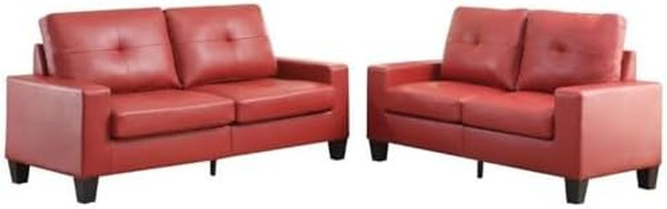 ACME Furniture 52745 Platinum II Sofa & Loveseat, Red Pu