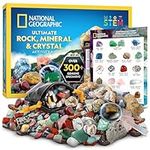 NATIONAL GEOGRAPHIC Rock Collection and Fossils for Kids – 300 Piece Crystals and Gemstones Set Includes Geodes and Fossils, Rocks and Minerals Science Kit for Kids, A Geology Gift for Boys and Girls