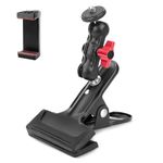 JEBUTU Camera Clip, Versatile, Strong, Magic Arm, Double Ball Head, Camera Mount, Camera Arm, Clamp Mount, For Photography, Smartphone Holder, Clip Anywhere, 1/4 Screws, Load Capacity 2.2 lbs (1 kg), Camera Stand, Compatible with Smartphones, Webcams, Video Lights, Ring Lights, Mirrorless Action Cameras