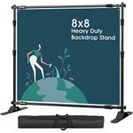 NicQliear Heavy Duty Backdrop Banner Stand 8 x 8ft - Adjustable Telescopic Back Drop Stand - Step and Repeat Display Photography Background Stand for Parties, Wedding, Photo Booth, Trade Show