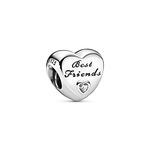Pandora Moments Women's Sterling Silver Friend Heart Cubic Zirconia Bracelet Charm