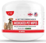 Amate Medicated Dog Wipes for Ear Skin & Coat - Pet Wipes for Dogs & Cats - 2.5” Small Wipes - Relieve Skin Issues, Hot Spots & Irritation - Pack of 50