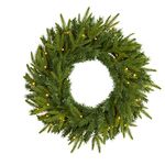 Nearly Natural 24in. Long Pine Artificial Christmas Wreath with 35 Clear LED Lights