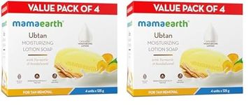 Mamaearth Ubtan Moisturizing Lotion Soap 125 g (Pack of 8) | Removes Tan | Benefits of Lotion in a Soap | Gently Exfoliates & Deeply Cleanses | Nourishes Dry Skin | Non Drying | Grade 1 Soap
