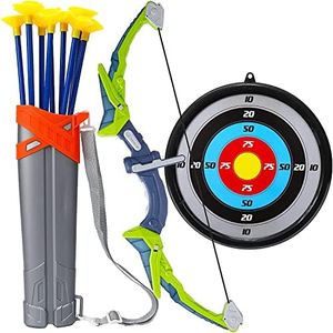 Bow and Arrow Set for Kids -Green Light Up Archery Toy Set -Includes 6 Suction Cup Arrows, Target & Quiver - for Boys & Girls Ages 3-12 Years Old (Green)