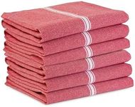 LANE LINEN Kitchen Towels Set - 100% Pure Cotton Dish Towels for Kitchen, Super Absorbent Kitchen Hand Towel, Tea Towels, Soft & Durable Dish Cloths, Pack of 6 – 14”x25”, Red