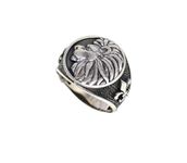 PH Artistic Mens Lion Band Ring Silver Sterling 925 Persian Turkish Sultan Unisex Men Jewelry Handmade Hand Engraved D913