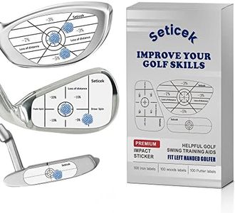 Seticek 300Pcs Left Handed Golf Impact Tape Set, Self-Teaching Sweet Spot and Consistency Analysis, Golf Club Impact Stickers for Woods Irons and Putters Each 100 Pcs, Improve Your Ball Striking