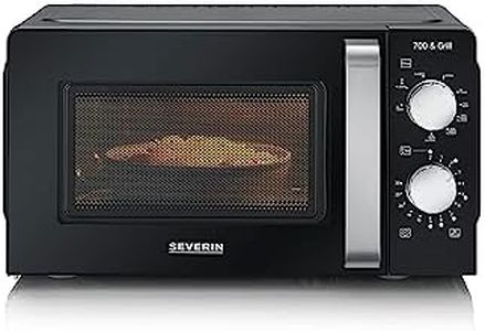 SEVERIN 2-in-1 Mikrowelle mit Grill 700 W, 900 W Grill, Grillofen mit 9 Automatikprogrammen, Mikrowelle mit Grillrost und Drehteller, schwarz / Edelstahl, MW 7781