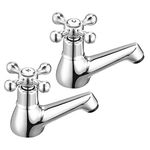Wasserrhythm Basin Taps Pair Bathroom Sink Taps Mixers Victorian Traditional Chrome Brass Cross Lever Wash Basin Tap